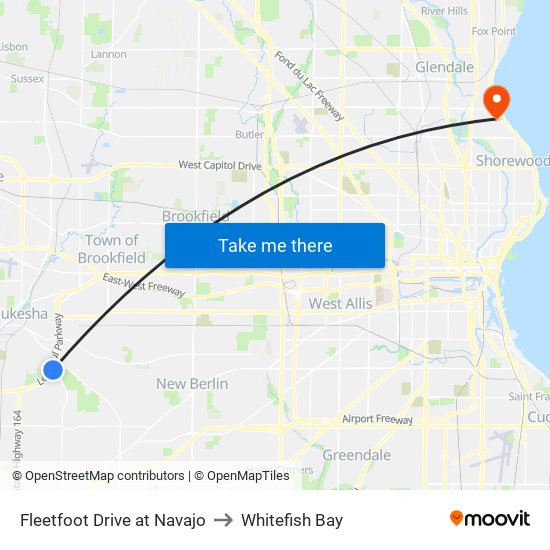 Fleetfoot Drive at Navajo to Whitefish Bay map