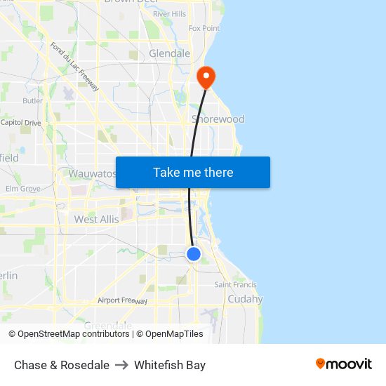 Chase & Rosedale to Whitefish Bay map