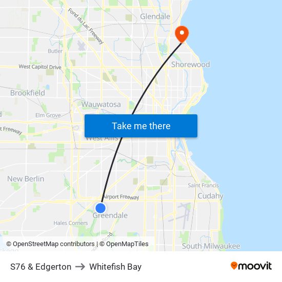 S76 & Edgerton to Whitefish Bay map