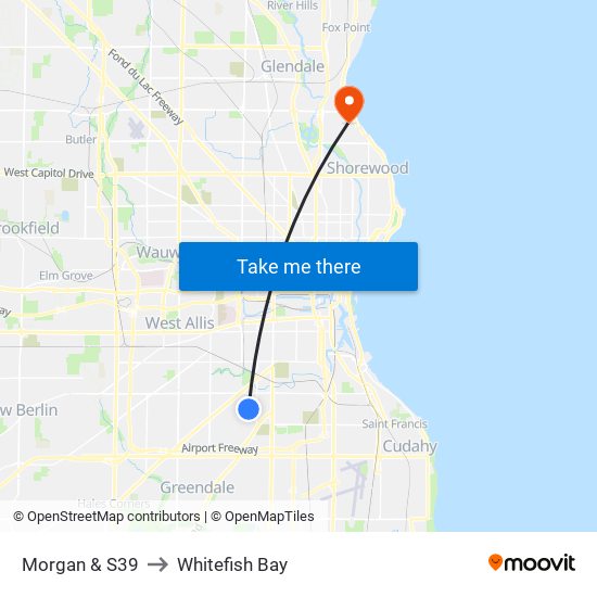 Morgan & S39 to Whitefish Bay map