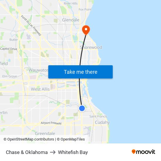 Chase & Oklahoma to Whitefish Bay map