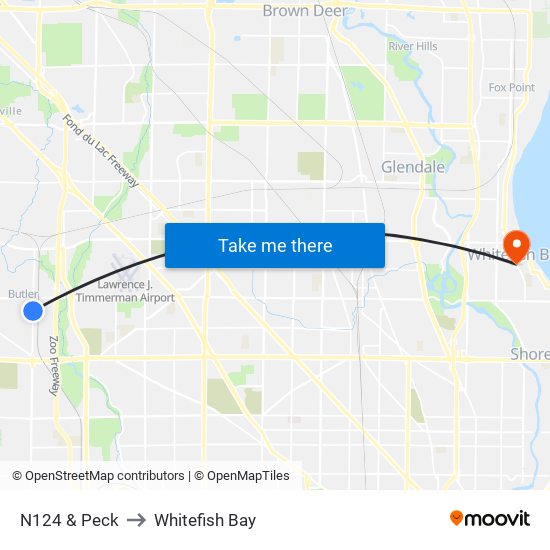 N124 & Peck to Whitefish Bay map