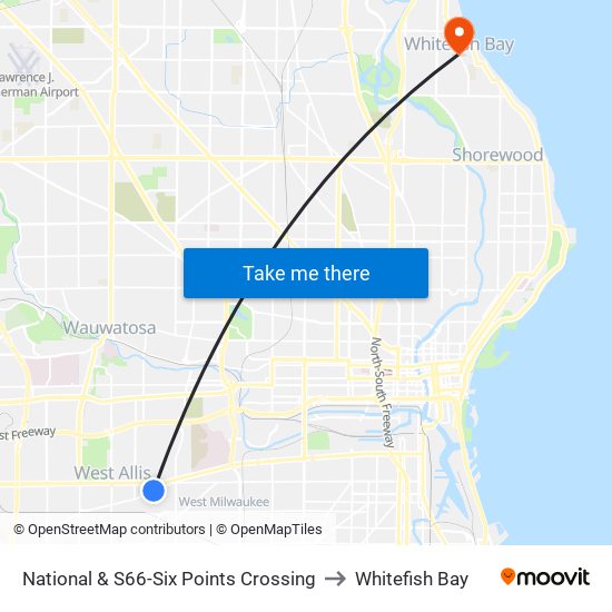 National & S66-Six Points Crossing to Whitefish Bay map