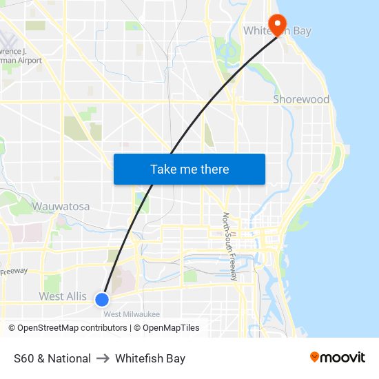 S60 & National to Whitefish Bay map