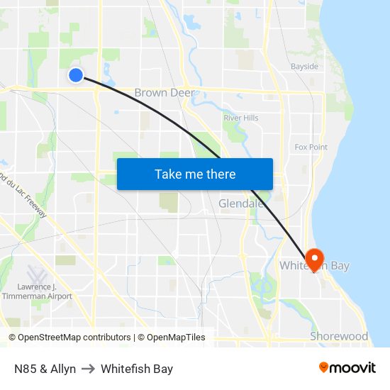 N85 & Allyn to Whitefish Bay map