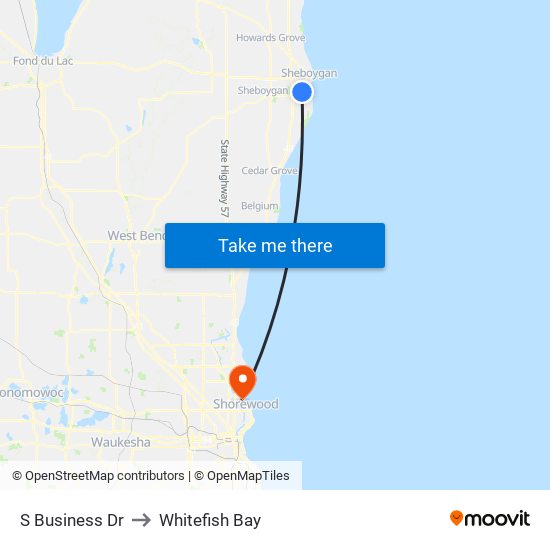 S Business Dr to Whitefish Bay map