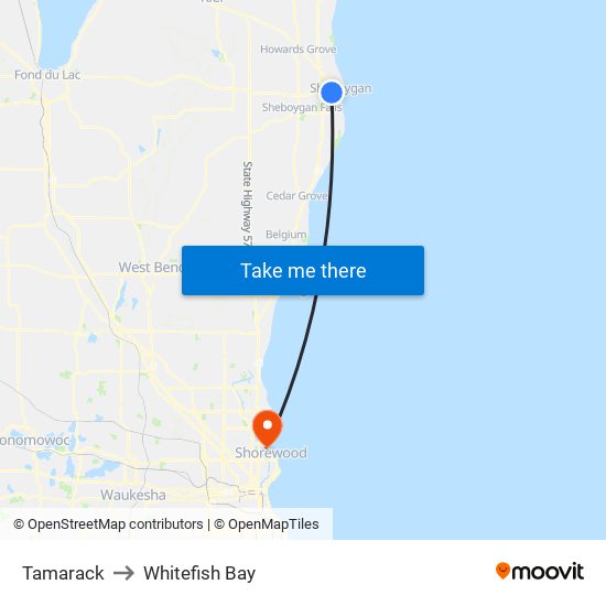 Tamarack to Whitefish Bay map