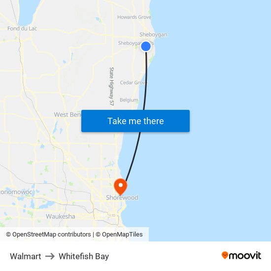 Walmart to Whitefish Bay map