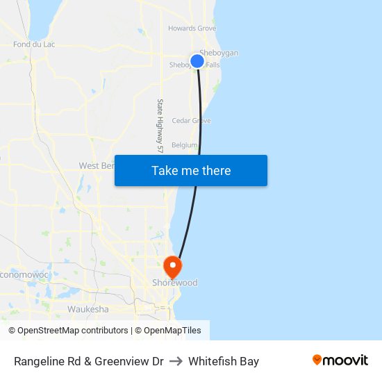 Rangeline Rd & Greenview Dr to Whitefish Bay map