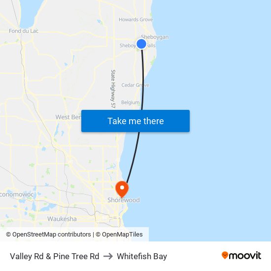 Valley Rd & Pine Tree Rd to Whitefish Bay map