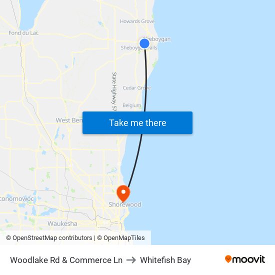 Woodlake Rd & Commerce Ln to Whitefish Bay map