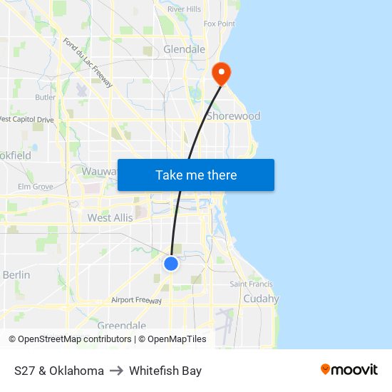 S27 & Oklahoma to Whitefish Bay map