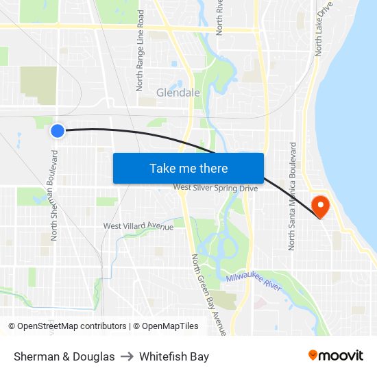 Sherman & Douglas to Whitefish Bay map