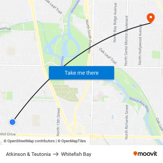 Atkinson & Teutonia to Whitefish Bay map