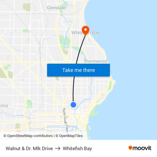 Walnut & Dr. Mlk Drive to Whitefish Bay map