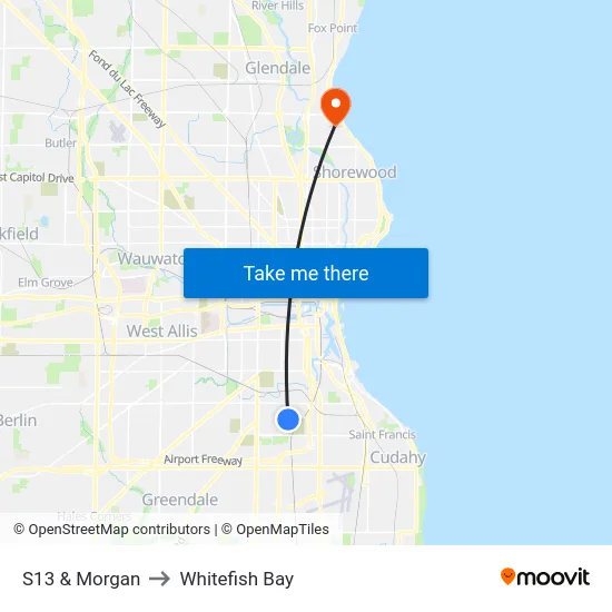 S13 & Morgan to Whitefish Bay map