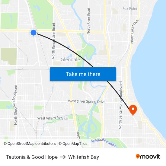 Teutonia & Good Hope to Whitefish Bay map