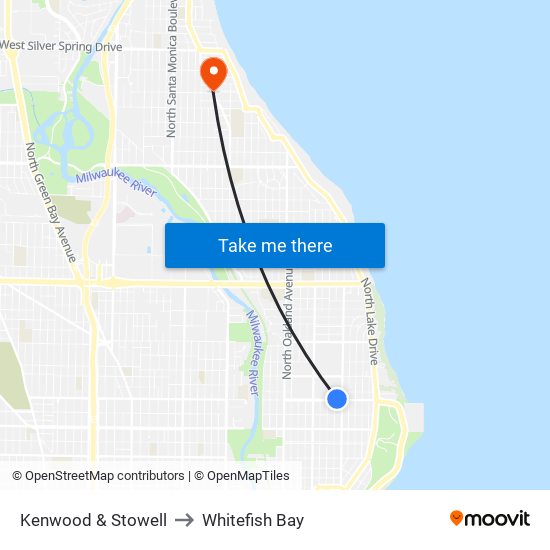 Kenwood & Stowell to Whitefish Bay map