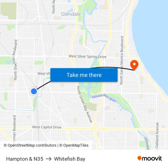 Hampton & N35 to Whitefish Bay map