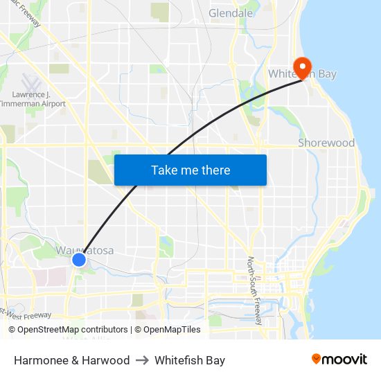 Harmonee & Harwood to Whitefish Bay map