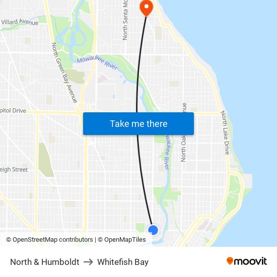 North & Humboldt to Whitefish Bay map