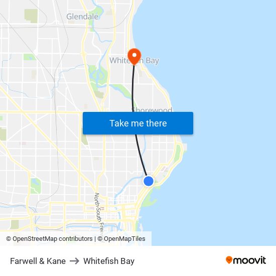 Farwell & Kane to Whitefish Bay map