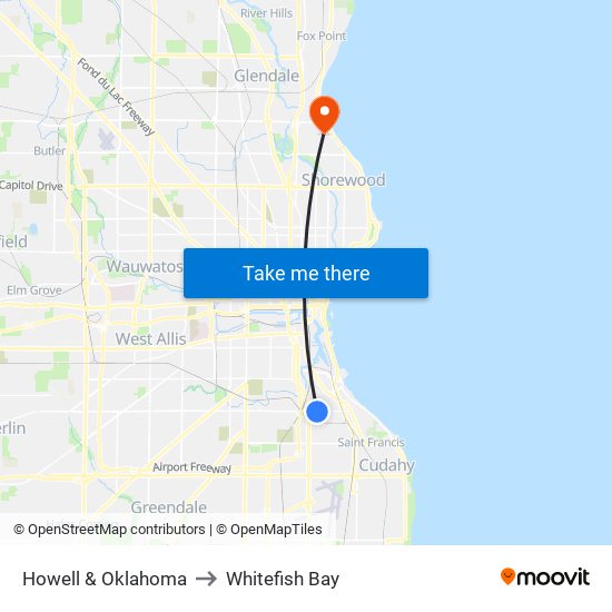 Howell & Oklahoma to Whitefish Bay map
