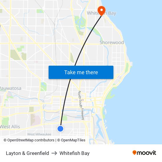 Layton & Greenfield to Whitefish Bay map