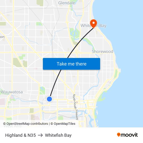 Highland & N35 to Whitefish Bay map