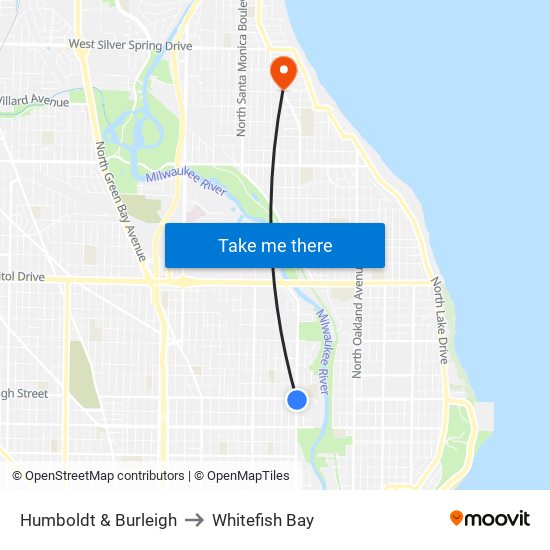 Humboldt & Burleigh to Whitefish Bay map