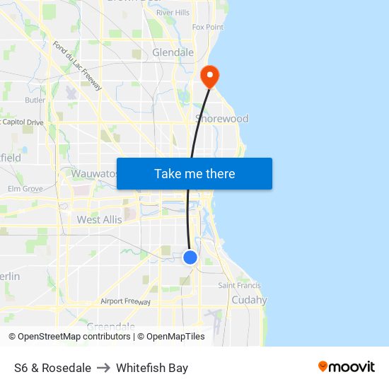 S6 & Rosedale to Whitefish Bay map
