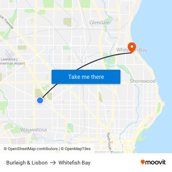 Burleigh & Lisbon to Whitefish Bay map