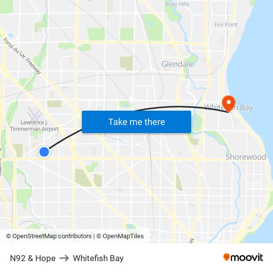 N92 & Hope to Whitefish Bay map