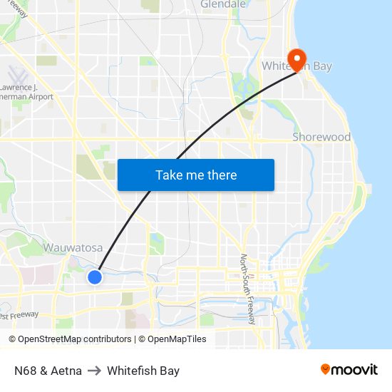 N68 & Aetna to Whitefish Bay map