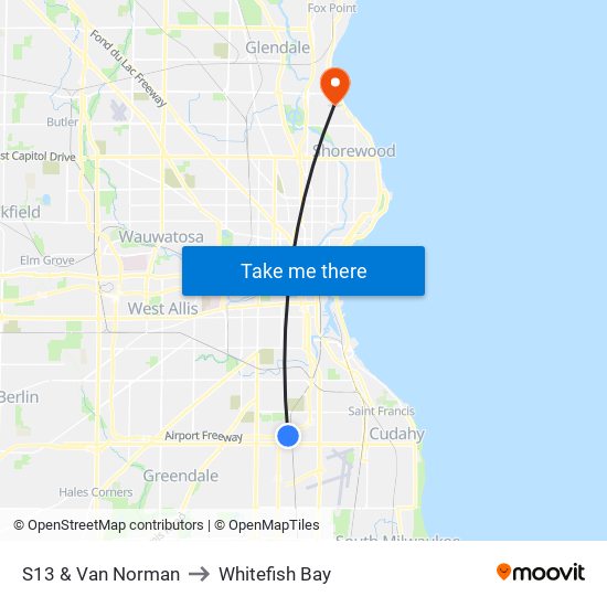 S13 & Van Norman to Whitefish Bay map