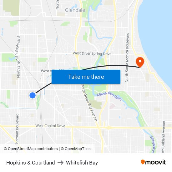 Hopkins & Courtland to Whitefish Bay map