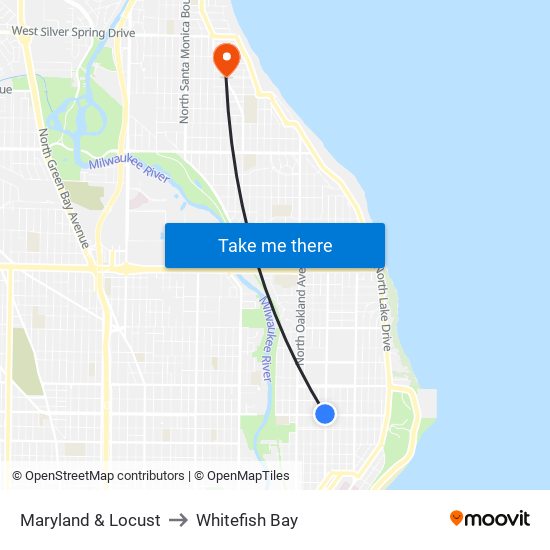 Maryland & Locust to Whitefish Bay map