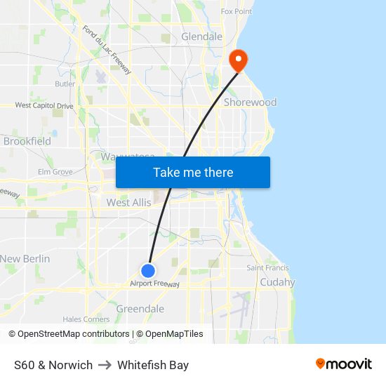 S60 & Norwich to Whitefish Bay map