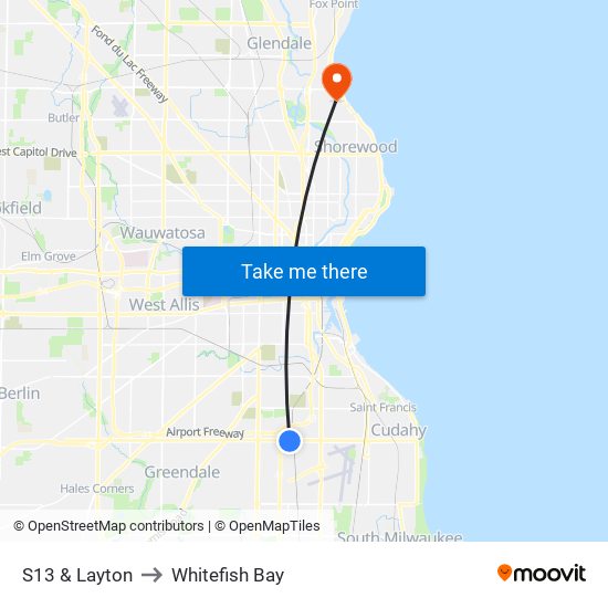 S13 & Layton to Whitefish Bay map