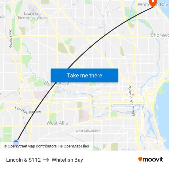 Lincoln & S112 to Whitefish Bay map