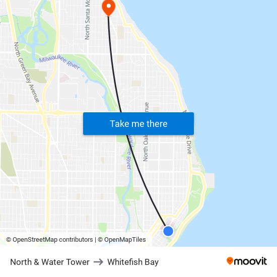 North & Water Tower to Whitefish Bay map