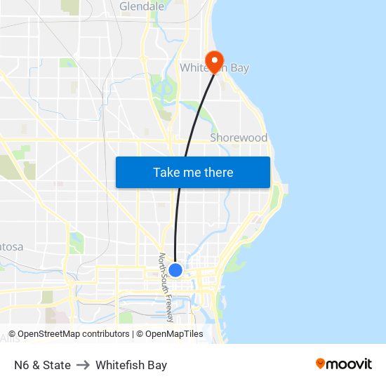 N6 & State to Whitefish Bay map