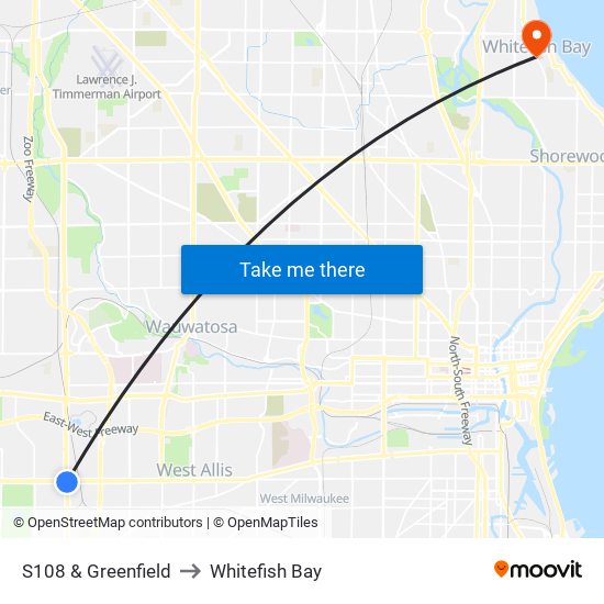 S108 & Greenfield to Whitefish Bay map