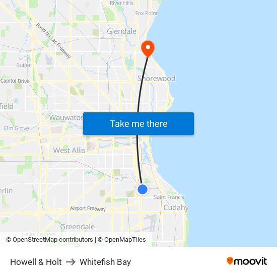 Howell & Holt to Whitefish Bay map