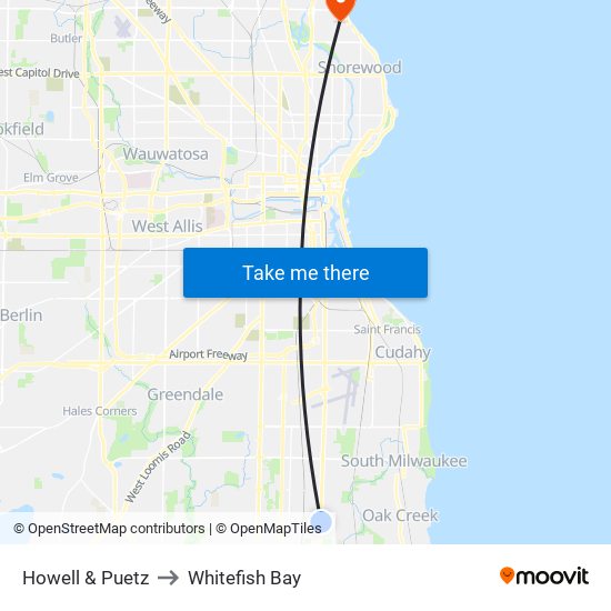 Howell & Puetz to Whitefish Bay map