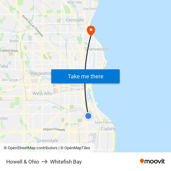 Howell & Ohio to Whitefish Bay map