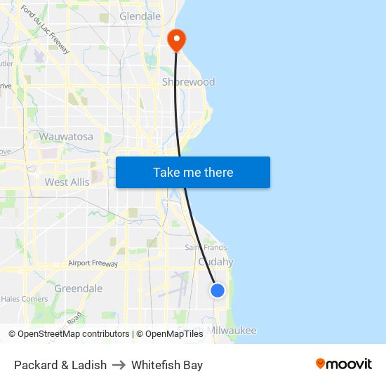 Packard & Ladish to Whitefish Bay map