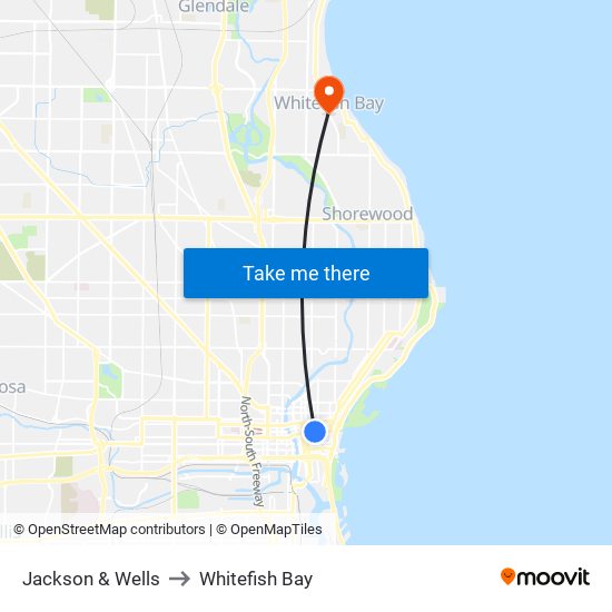 Jackson & Wells to Whitefish Bay map