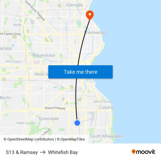 S13 & Ramsey to Whitefish Bay map