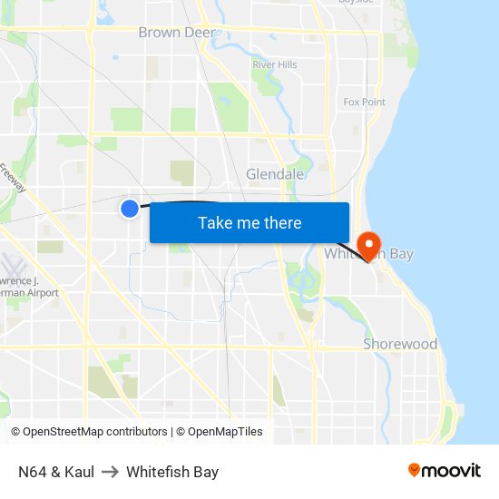 N64 & Kaul to Whitefish Bay map